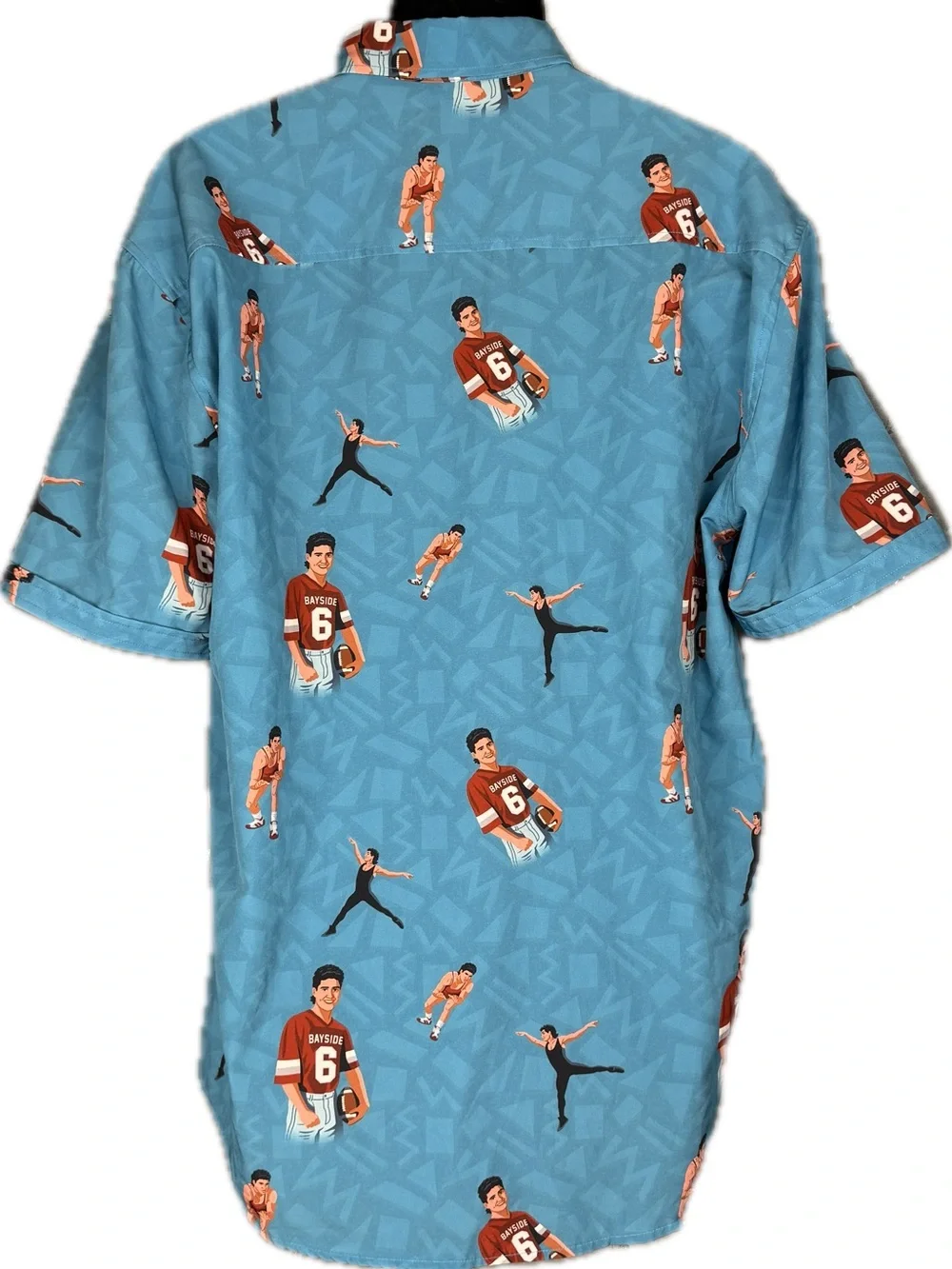 RSVLTS Saved By The Bell Shirt Mens XL AC Slater Triple Threat Button Up Blue
